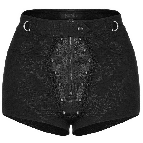 PUNK RAVE Short Avec Sur-Jupe Amovible ‘Coffin’ Noir garantis authentique 12