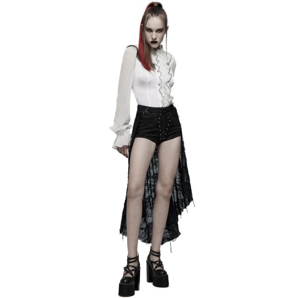 PUNK RAVE Short Avec Sur-Jupe Amovible ‘Coffin’ Noir garantis authentique 5