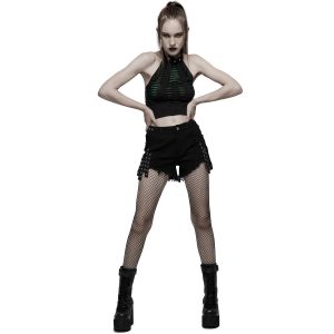 Boutique PUNK RAVE Short Gothique ‘Ragged’ Noir 22