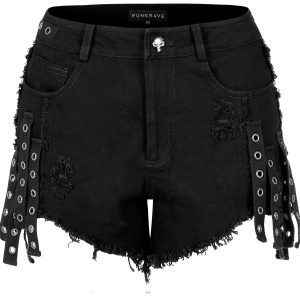Boutique PUNK RAVE Short Gothique ‘Ragged’ Noir 42