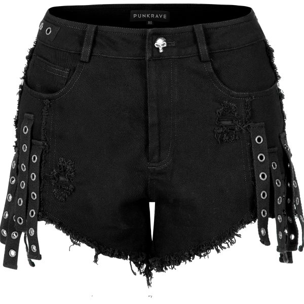 Boutique PUNK RAVE Short Gothique ‘Ragged’ Noir 13