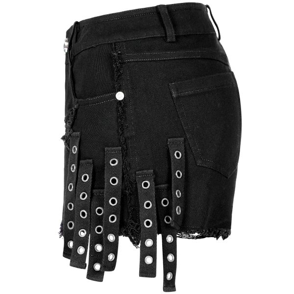 Boutique PUNK RAVE Short Gothique ‘Ragged’ Noir 15