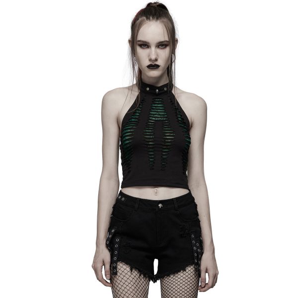 Boutique PUNK RAVE Short Gothique ‘Ragged’ Noir 6