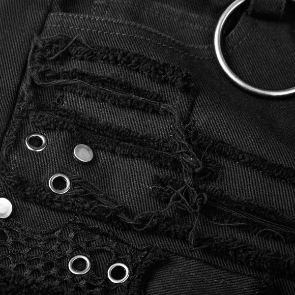 vente luxe pas cher PUNK RAVE Short Gothique ‘Tank Girl’ Noir 12