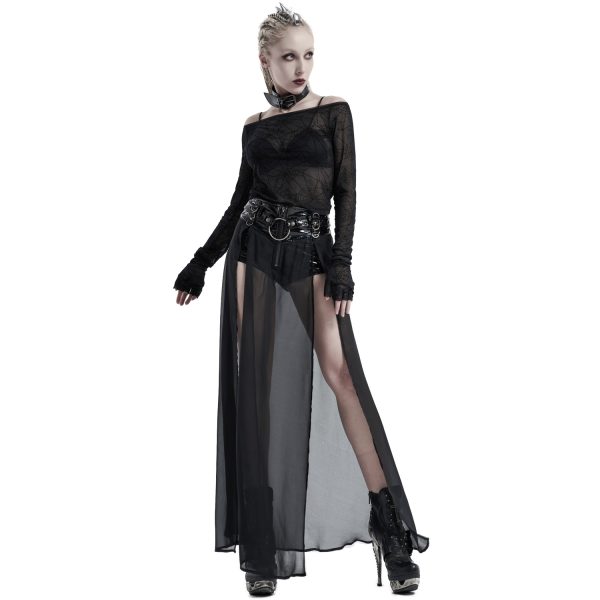 haute qualité PUNK RAVE Short-Jupe ‘Mortifera’ En Simili Cuir Noir 3