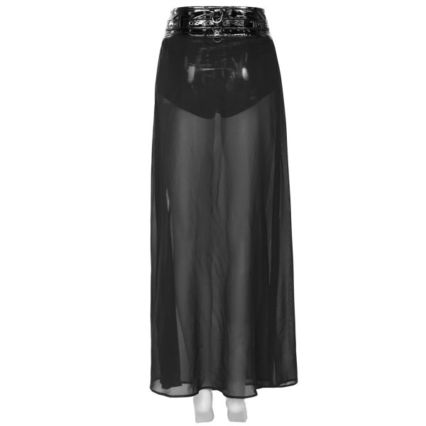 haute qualité PUNK RAVE Short-Jupe ‘Mortifera’ En Simili Cuir Noir 13