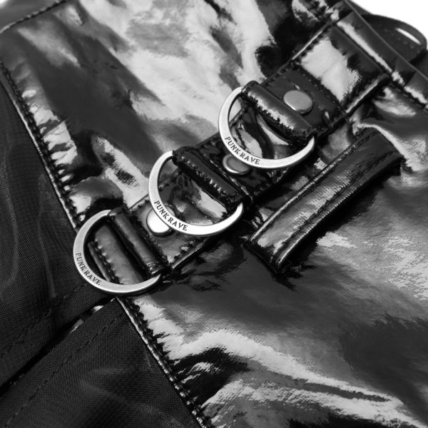 haute qualité PUNK RAVE Short-Jupe ‘Mortifera’ En Simili Cuir Noir 15