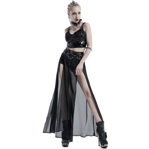haute qualité PUNK RAVE Short-Jupe ‘Mortifera’ En Simili Cuir Noir 10
