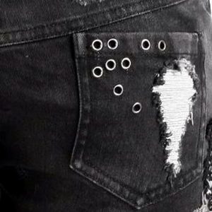 boutiqued pas cher PUNK RAVE Short ‘Mad Girl’ En Denim Noir 21