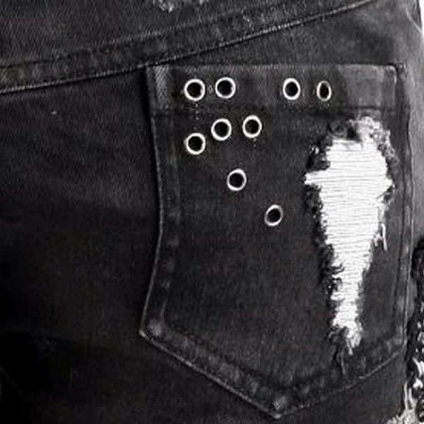 boutiqued pas cher PUNK RAVE Short ‘Mad Girl’ En Denim Noir 8