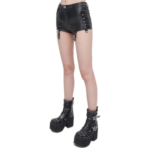 DEVIL FASHION Short Sexy ‘Pentagram’ En Simili Cuir Noir online boutique 12