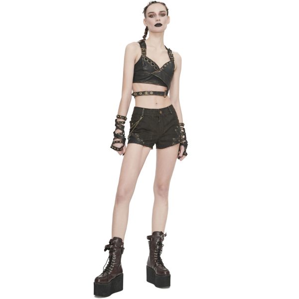 magasin paris DEVIL FASHION Short ‘Steampunk Gear’ Marron 8