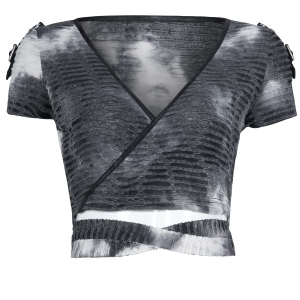 boutiqued pas cher PUNK RAVE T-Shirt à Manches Courtes ‘Punk Bandage’ Gris 9