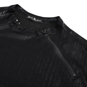 DEVIL FASHION T-Shirt à Manches Longues ‘Cyber Punk’ Noir Brillant excellent qulity 42