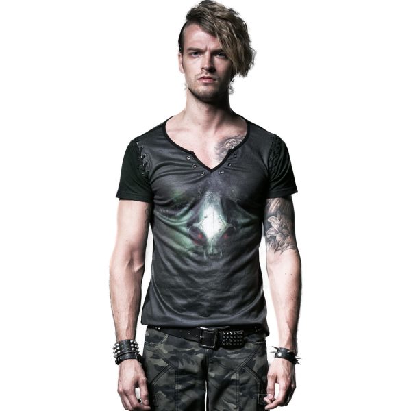 commentaire favorable PUNK RAVE T-Shirt ‘Evil Skull’ Noir Et Vert 3