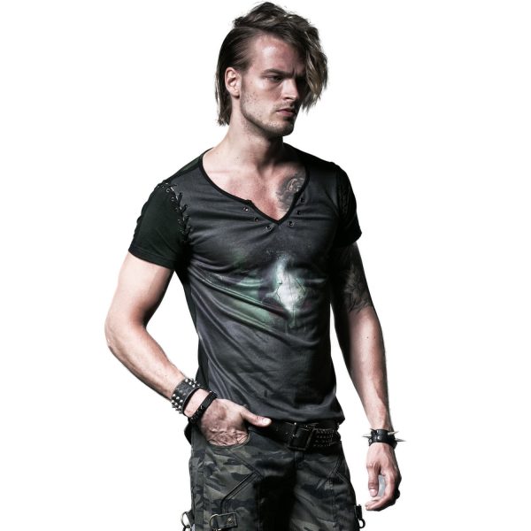 commentaire favorable PUNK RAVE T-Shirt ‘Evil Skull’ Noir Et Vert 5