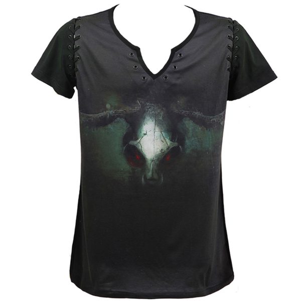 commentaire favorable PUNK RAVE T-Shirt ‘Evil Skull’ Noir Et Vert 1