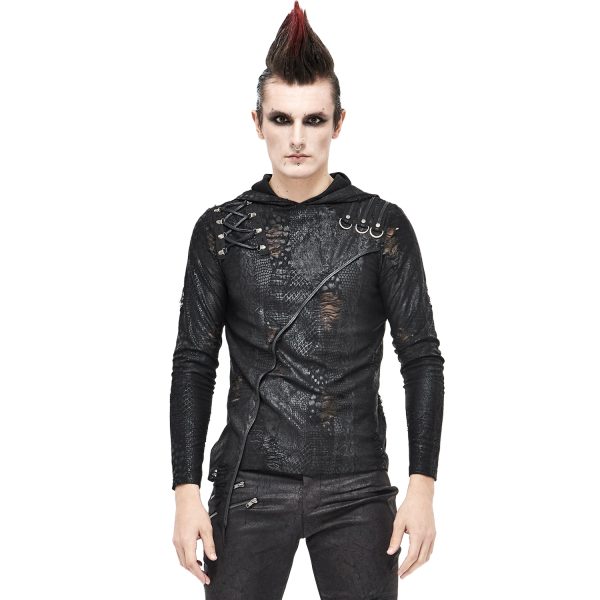 grande qualité DEVIL FASHION T-Shirt Manches Longues ‘Diablo Shabby’ à Capuche Noir 3