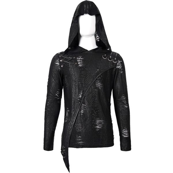 grande qualité DEVIL FASHION T-Shirt Manches Longues ‘Diablo Shabby’ à Capuche Noir 13