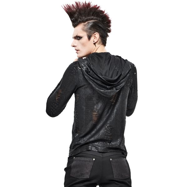 grande qualité DEVIL FASHION T-Shirt Manches Longues ‘Diablo Shabby’ à Capuche Noir 4