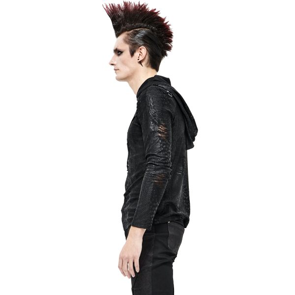 grande qualité DEVIL FASHION T-Shirt Manches Longues ‘Diablo Shabby’ à Capuche Noir 5