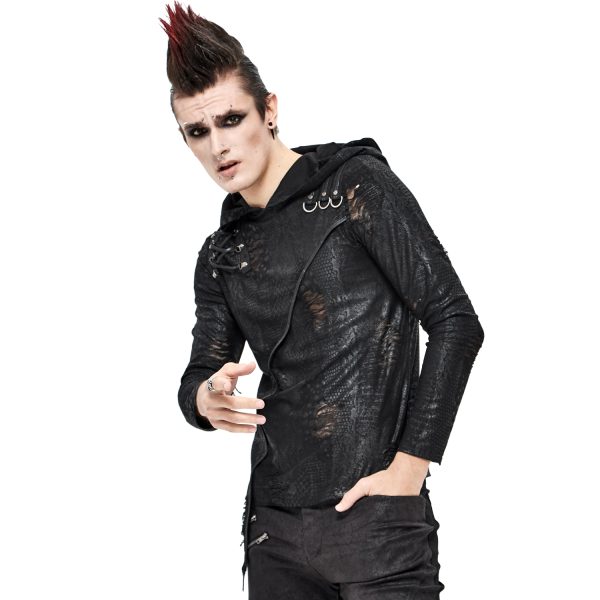 grande qualité DEVIL FASHION T-Shirt Manches Longues ‘Diablo Shabby’ à Capuche Noir 8