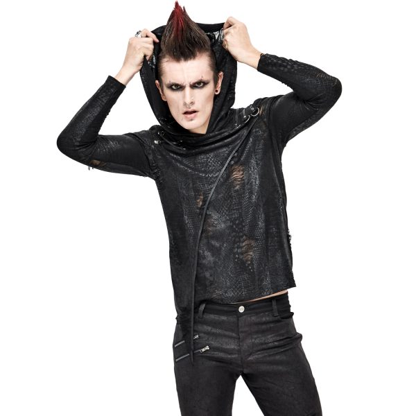 grande qualité DEVIL FASHION T-Shirt Manches Longues ‘Diablo Shabby’ à Capuche Noir 9