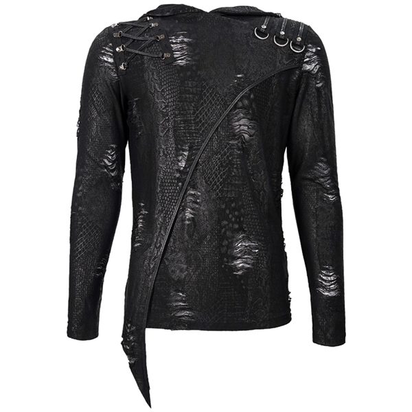 grande qualité DEVIL FASHION T-Shirt Manches Longues ‘Diablo Shabby’ à Capuche Noir 10