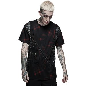 Les achats en ligne PUNK RAVE T-Shirt ‘Millennium Posse’ Noir Et Rouge 17