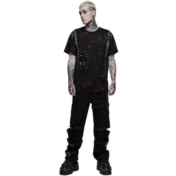 Les achats en ligne PUNK RAVE T-Shirt ‘Millennium Posse’ Noir Et Rouge 6