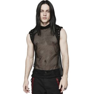achat PUNK RAVE T-Shirt Sans Manches ‘Burning Man’ En Résille Noire 19