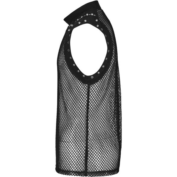 achat PUNK RAVE T-Shirt Sans Manches ‘Burning Man’ En Résille Noire 13