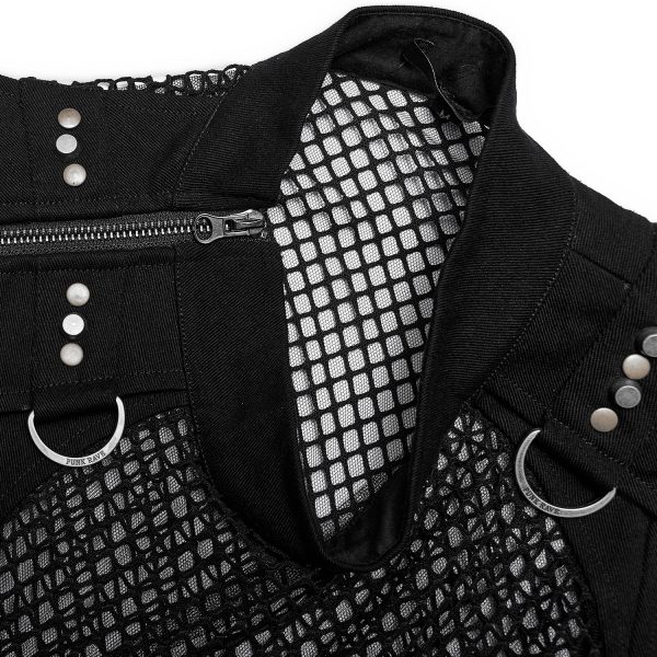 achat PUNK RAVE T-Shirt Sans Manches ‘Burning Man’ En Résille Noire 14