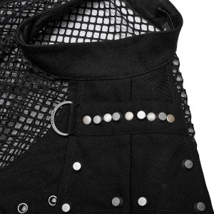 achat PUNK RAVE T-Shirt Sans Manches ‘Burning Man’ En Résille Noire 43