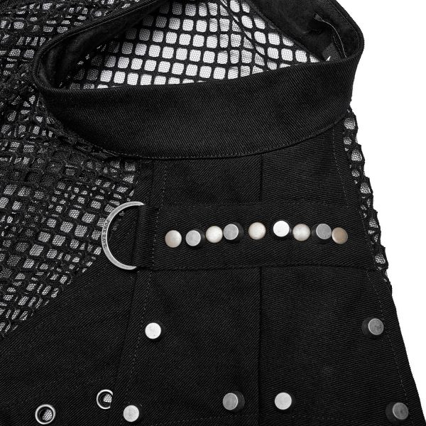 achat PUNK RAVE T-Shirt Sans Manches ‘Burning Man’ En Résille Noire 15