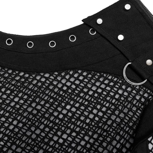 achat PUNK RAVE T-Shirt Sans Manches ‘Burning Man’ En Résille Noire 16