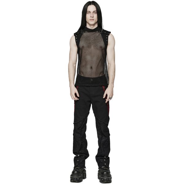 achat PUNK RAVE T-Shirt Sans Manches ‘Burning Man’ En Résille Noire 6