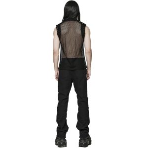 achat PUNK RAVE T-Shirt Sans Manches ‘Burning Man’ En Résille Noire 27
