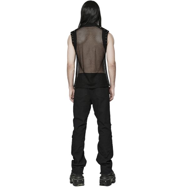 achat PUNK RAVE T-Shirt Sans Manches ‘Burning Man’ En Résille Noire 7