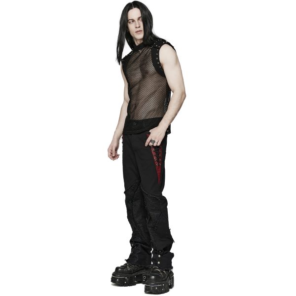 achat PUNK RAVE T-Shirt Sans Manches ‘Burning Man’ En Résille Noire 8