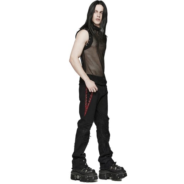 achat PUNK RAVE T-Shirt Sans Manches ‘Burning Man’ En Résille Noire 9