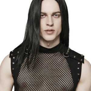 achat PUNK RAVE T-Shirt Sans Manches ‘Burning Man’ En Résille Noire 33