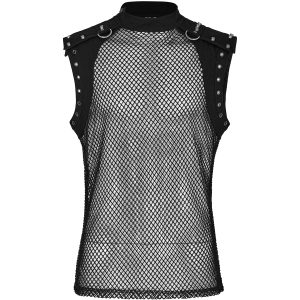 achat PUNK RAVE T-Shirt Sans Manches ‘Burning Man’ En Résille Noire 35