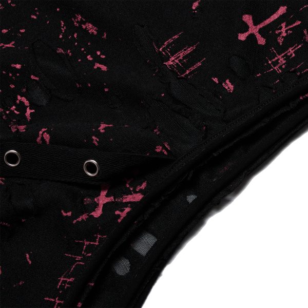 PUNK RAVE T-Shirt Sans Manches ‘Printing Punk’ Noir Et Rouge Meilleur Prix Garanti 13