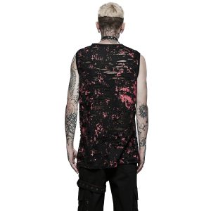 PUNK RAVE T-Shirt Sans Manches ‘Printing Punk’ Noir Et Rouge Meilleur Prix Garanti 19