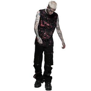 PUNK RAVE T-Shirt Sans Manches ‘Printing Punk’ Noir Et Rouge Meilleur Prix Garanti 25