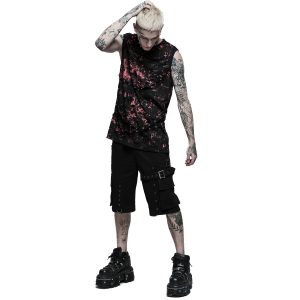 PUNK RAVE T-Shirt Sans Manches ‘Printing Punk’ Noir Et Rouge Meilleur Prix Garanti 27