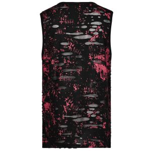 PUNK RAVE T-Shirt Sans Manches ‘Printing Punk’ Noir Et Rouge Meilleur Prix Garanti 33