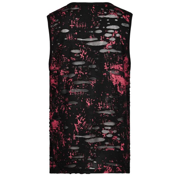 PUNK RAVE T-Shirt Sans Manches ‘Printing Punk’ Noir Et Rouge Meilleur Prix Garanti 11