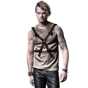 magasin en ligne france PUNK RAVE T-Shirt Steampunk ‘Lazarus’ Beige 12